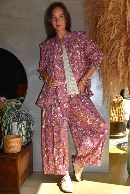 Annie 1972 Shirring Pleat Barrel Pant Indian Pink Haze